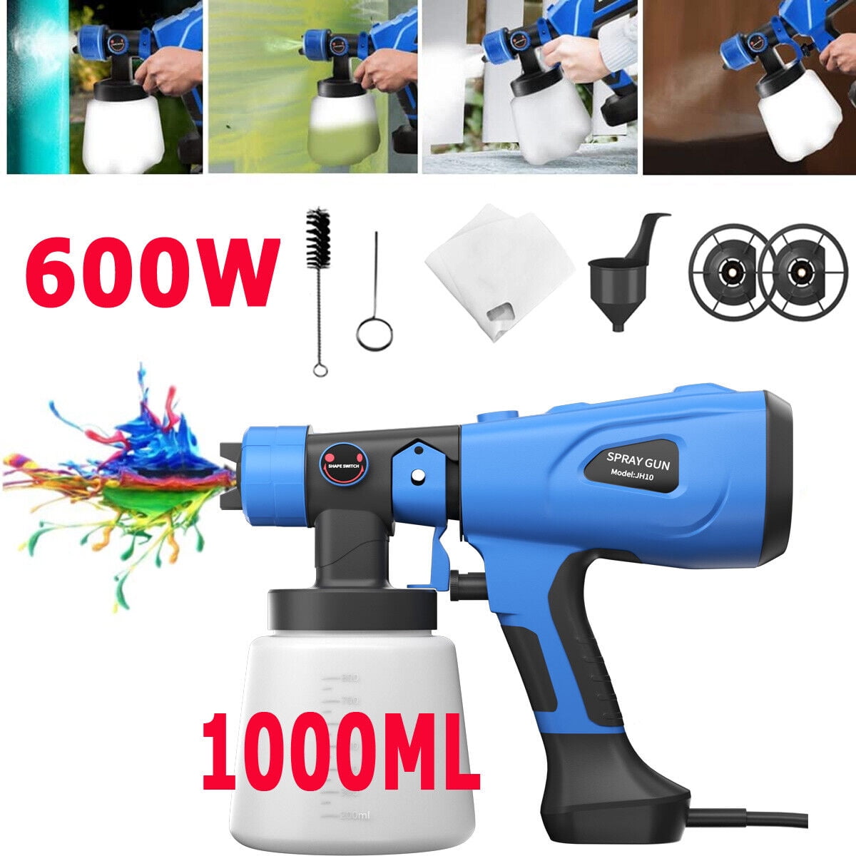 Tebru Blue Gravity Feed HVLP Mini Air Paint Spray Gun Low Pressure 0.8mm  Nozzle 120ml,Air spray gun 