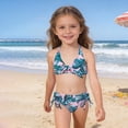 thumbnail image 2 of WMQPNNS Girls Two Piece Swimsuit Back Cross Adjustable Staps Bikini Set Bathing Suit Padded Swimwear, Size 7-8 Years, qu3-Green, 2 of 8