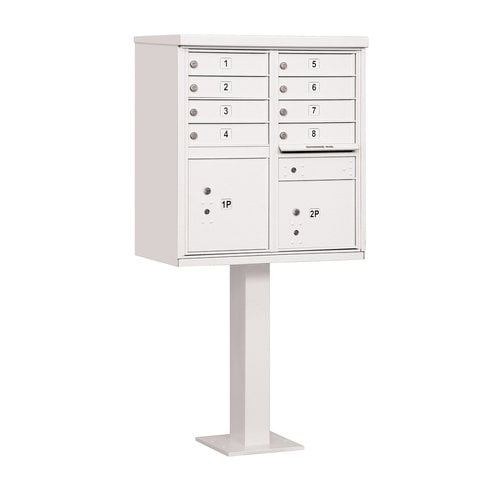 Cluster Box Unit (Includes Pedestal and Master Commercial Locks) - 8 A Size Doors - Type I - White - Private Access