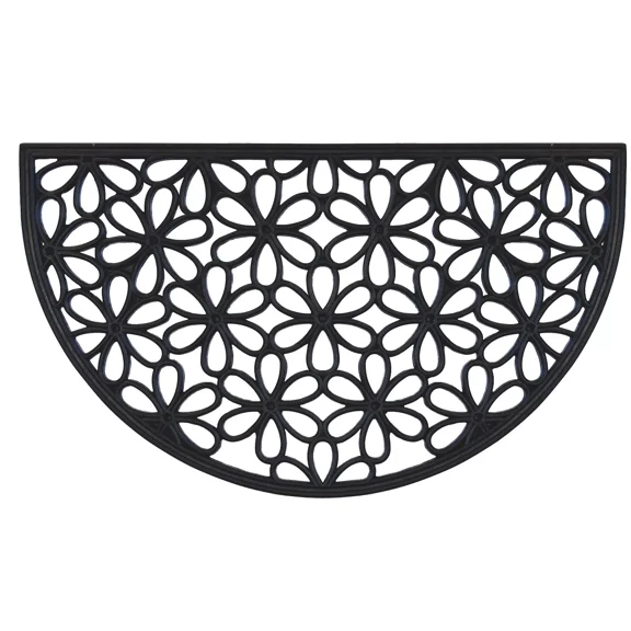 Kate Aurora Mountain Daisies Half Circle Rubber Outdoor All Season Welcome Mat