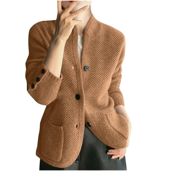 Sevevn Women's 2025 Fashion Casual Open Front Long Sleeve Chunky Knit Cardigans Sweaters Outerwear Coats