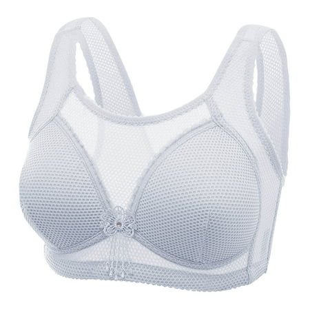 Miluxas Soft Bra Clearance Unlined Sheer Mesh Balconette Plunge Underwire Bras for Women Sky Blue 40/90