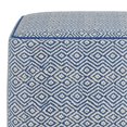 thumbnail image 2 of Brynn Square Pouf in Patterned Blue and Natural Cotton, 2 of 7