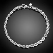 Visland Women's 925 Sterling Silver Twist Bangle Cuff Charm Bracelet Clasp Party Jewelry