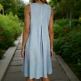 thumbnail image 7 of CHGBMOK Womens Striped Maxi Linen Dress V Neck Casual Sleeveless Long Dress Flowly Beach Vacation Casual Dress, 7 of 7