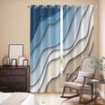 thumbnail image 3 of Navy Blue Brown Ombre Kitchen Curtains 96 Inch Length, Modern Geometric Abstract Cream Grommet Top Bedroom Living Room Curtains, Light Filtering Cafe Curtain Drapes 2 Panels Set 104''x96'', 3 of 9