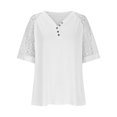 thumbnail image 4 of Olyvenn Womens Lace Summer Tops Short Raglan Sleeve Button V Neck Shirts Dressy Casual Shirts Business Elegant Blouse Tees White M, 4 of 6
