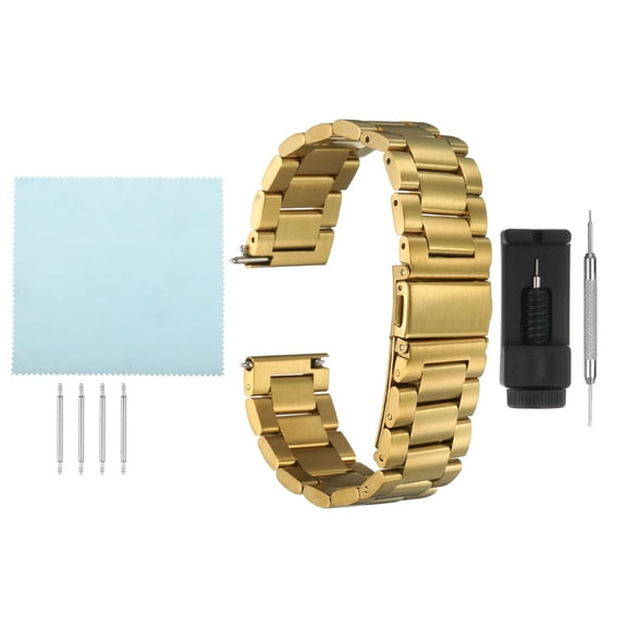 Uxcell Stainless Steel Mesh Watch Band 20mm Quick Release Metal Folding Watch Strap Double-Lock Deployment Clasp Bands for Men Women, Gold Tone