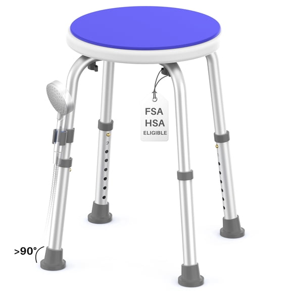 KEKOY Adjustable Shower Stool, FSA/HSA Eligible Bath Stools for Inside Shower Anti-Slip Round Plastic Upgraded Bathroom Seats,Tool-Free Bath Chairs for Seniors