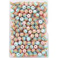 thumbnail image 1 of 200 Pieces 8mm Resin Stripe Beads Round Plastic Beads for Jewelry Making Bracelets Necklaces Making, Translucent Rainbow, 1 of 2