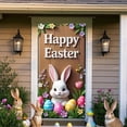 thumbnail image 6 of AZXY Happy Easter Door Cover 71x35 Inch, Bunny with Eggs on Wood Door Banner Backdrop, Spring Front Door Decorations for Outdoor Porch Farmhouse Easter Party Wall Home Decor, 6 of 7