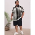 thumbnail image 2 of DARING DIVA Men's Big Tall Colorblock Striped Short Sleeve Button-Down Shirt XL Black, 2 of 7