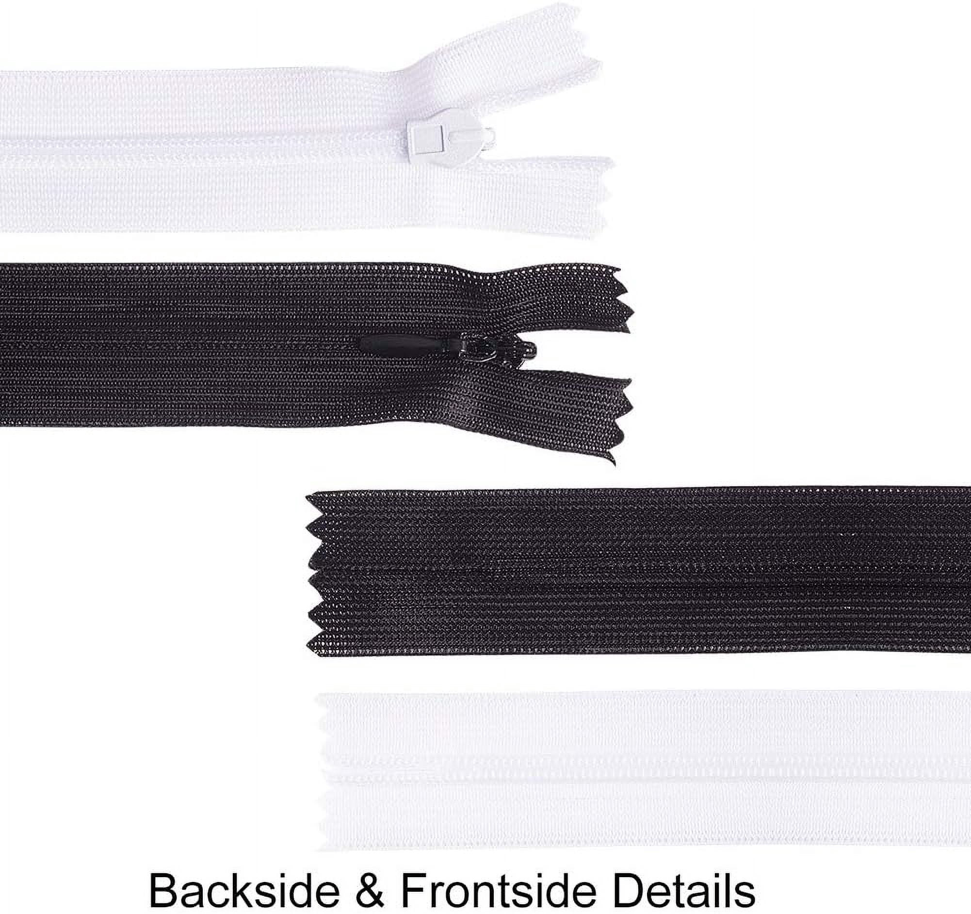 60PCS 12/16/20 Inch Invisible Nylon Coil Zippers Bulk Tailor Sewer Craft Tool for Tailor Sewing Crafts - White and Black