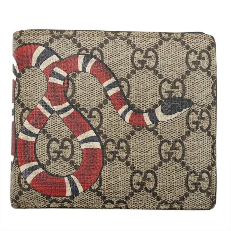 Gucci | Men Snake Printed Coated Canvas Wallet Beige Unique