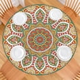 thumbnail image 2 of 44in Round Tablecloth with Elastic Edge, Waterproof Fitted Table Cover for 36-44" Tables, Floral Theme Polyester Reusable Table Cloths Wipe Clean for Picnic, Dining, Outdoor Use and Party Decor, 2 of 7