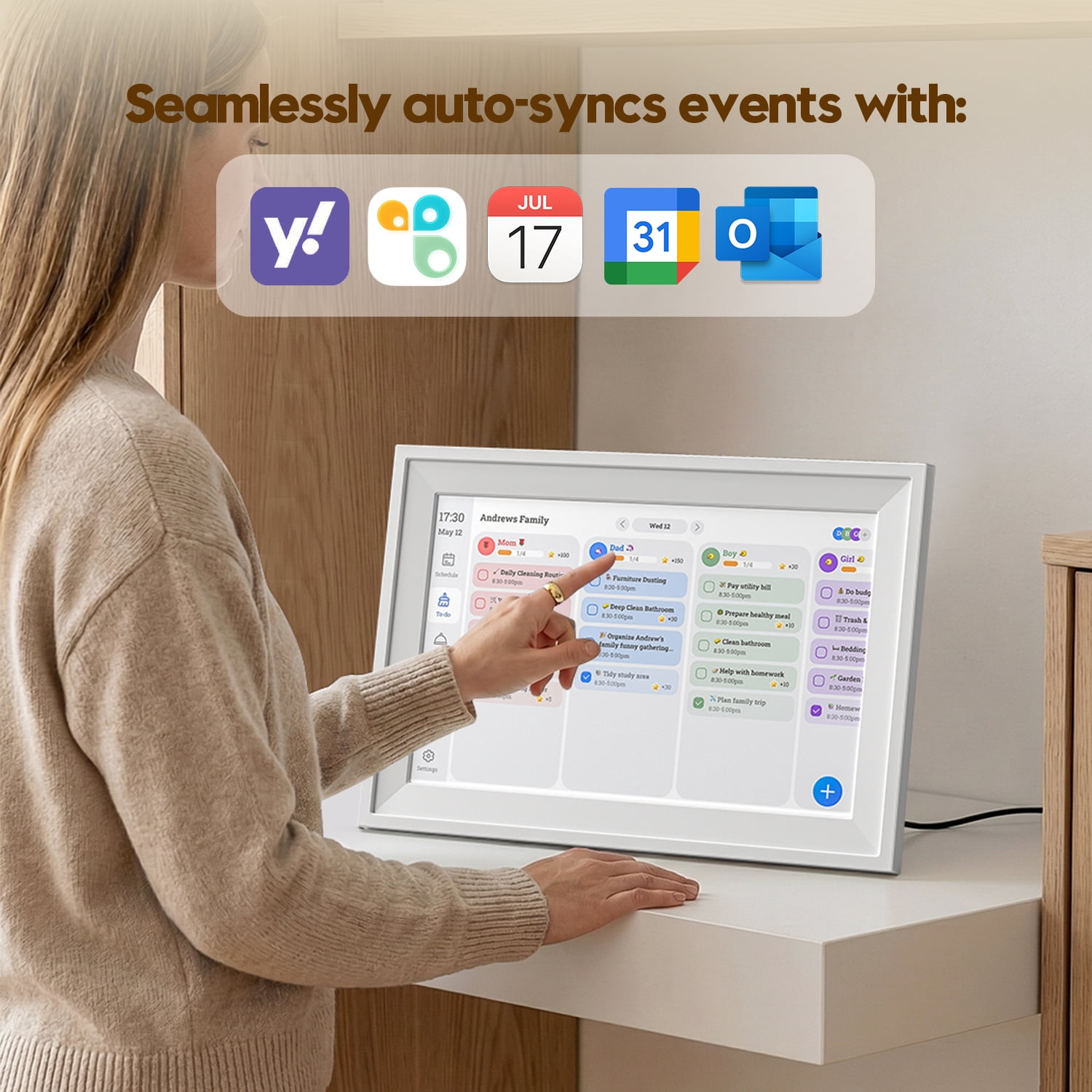SPACWIS 10.1" Digital Calendar with IPS Touch Screen - Smart Electronic Calendar & Planner with Free App Control, Sync & Custom Alerts, Ideal Home Office Management Tool