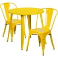 thumbnail image 2 of Flash Furniture Commercial Grade 30" Round Yellow Metal Indoor-Outdoor Table Set with 2 Cafe Chairs, 2 of 5