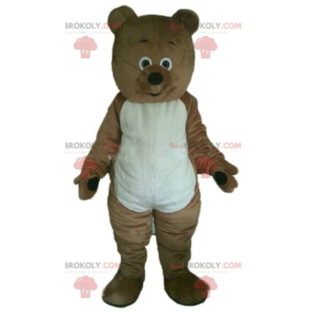 Brown and white teddy bear REDBROKOLY mascot rodent