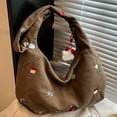 thumbnail image 5 of Fashionable Cartoon Embroidery Corduroy Shoulder Bag Crossbody Bags Comfortable Strap Practical Wear Outfits, 5 of 9