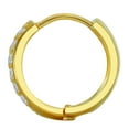 thumbnail image 3 of Wellingsale Ladies 14k Yellow Gold Polished 5mm CZ Hoop Huggies Earrings (13 x 13 mm), 3 of 7