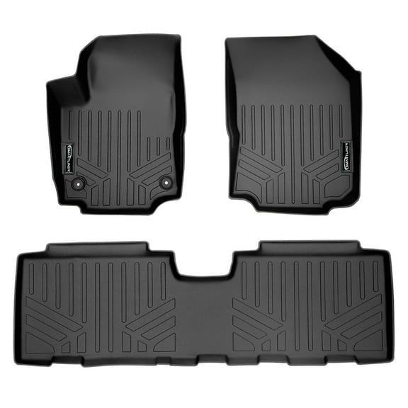 SMARTLINER Custom Fit Floor Mats 2 Row Liner Set Black Compatible With 2018-2022 Chevrolet Equinox
