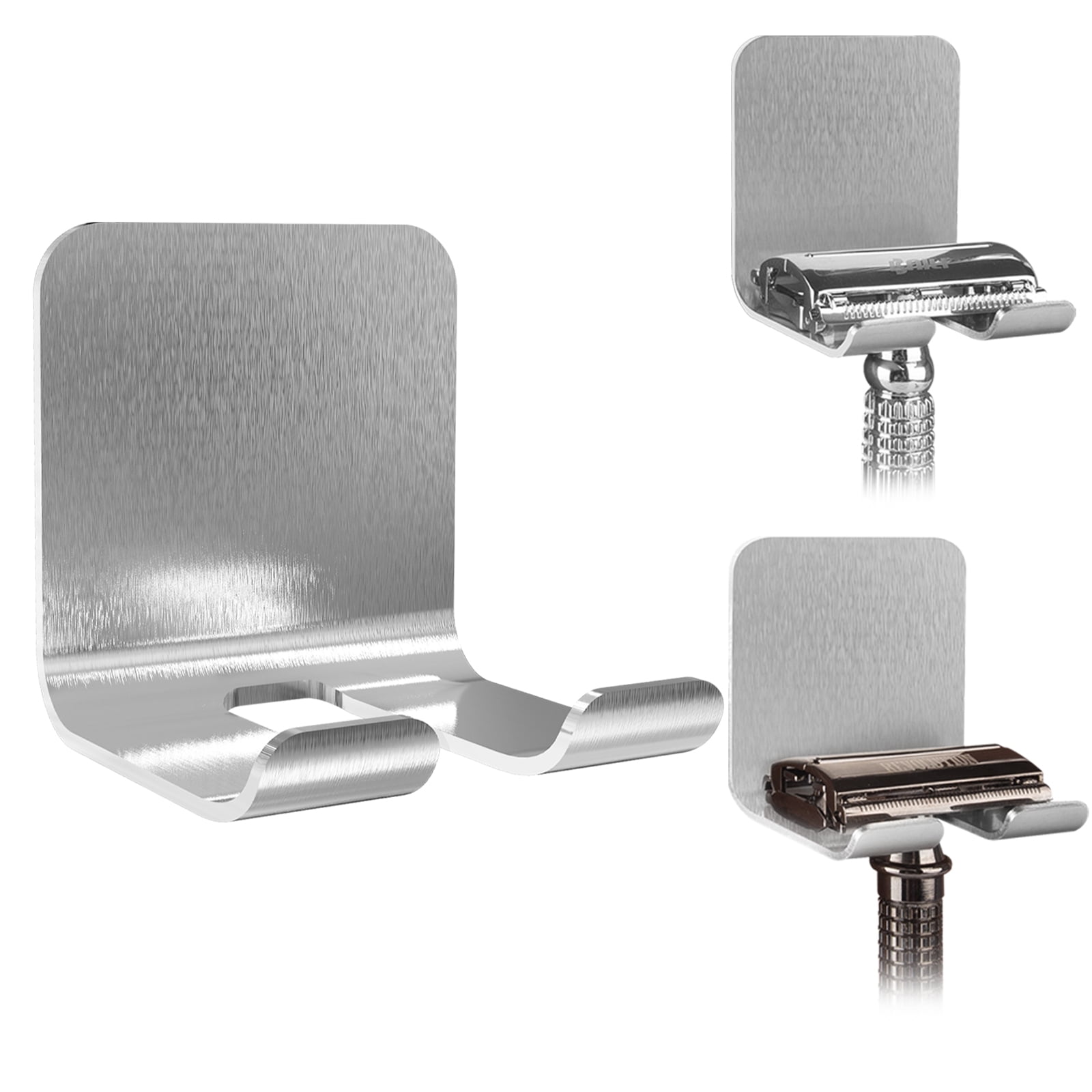ABINLIN Razor Holder for Shower Wall 4 Pack, Stainless Steel Razor Hanger  for Shower, Waterproof Self-Adhesive Towel Hooks for Bathrooms (Silver)