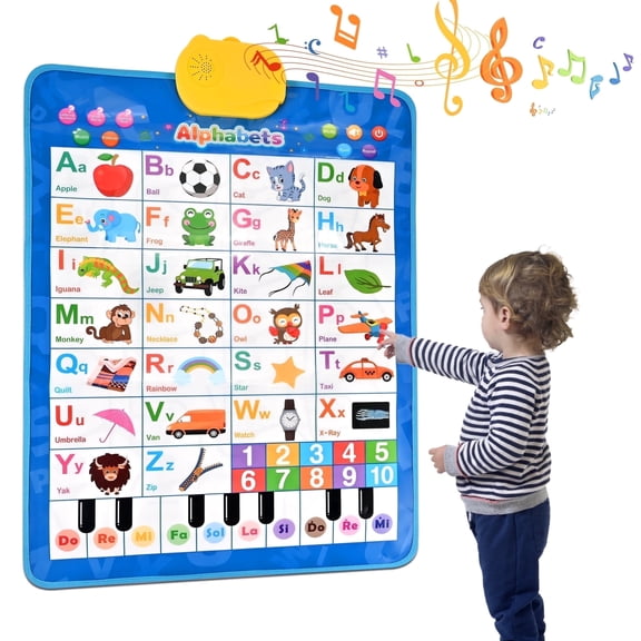 Faburo Toddler Learning Toys Electronic Alphabet Poster,Electronic Alphabet Wall Chart, Toys for Ages 3-6, Blue