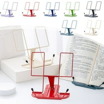 Iron Book Stand, Adjustable Portable Reading Stand for Books Tablets & Music Scores, 7.1x6.1x6.1in Foldable Metal Book Holder with Page Clip, Lightweight Study Desk Accessory in 7 Colors