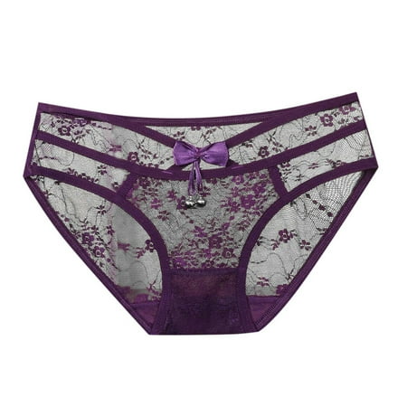 Womens Sexy Panties Lightweight Soft Lace Panties Sheer Panty Dark No Show Thong XL