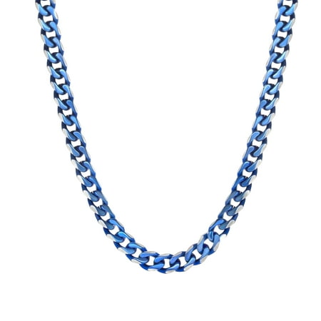American Steel Men's Stainless Steel Jewelry/Blue IP Ion Plated 20 Two-Tone Curb Chain Necklace, 6.25mm