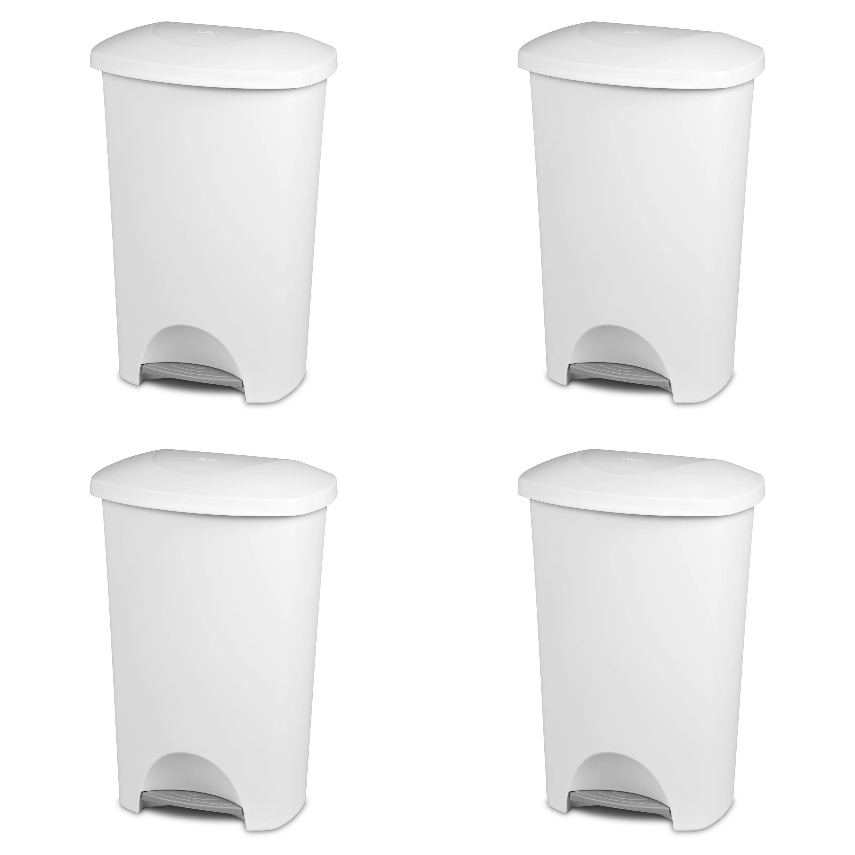 Sterilite 11 Gal. StepOn Wastebasket White Case of 4