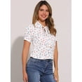 thumbnail image 2 of DARING DIVA Women's Polka Dots Tie Bow Chiffon Blouse M White-Floral, 2 of 6