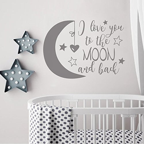WE LOVE YOU TO THE MOON AND BACK Vinyl Wall Decal Words Quote Nursery Lettering 