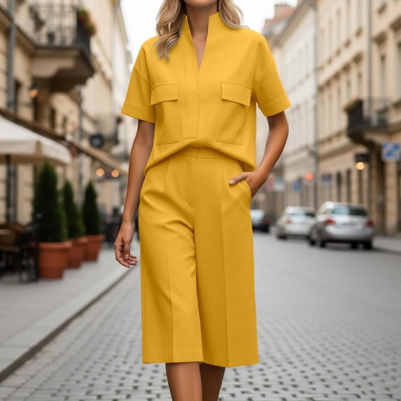 Summer Short Sets for Women Soft Comfortable Short Sleeve Top and Elastic Waist Shorts 2 Piece Matching Sets Summer Outfits for Relaxation
