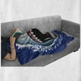 thumbnail image 6 of Shark Soft Flannel Fleece Blanket, Attack of Open Mouth Sharp Teeth Sea Danger Wildlife Ocean Life Cartoon, Cozy Plush for Indoor and Outdoor Use, 50" x 70", Navy Blue Grey Fuchsia, by Ambesonne, 6 of 6