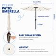thumbnail image 6 of NAPWANT 9ft Outdoor Patio Umbrella with Solar LED Lights, Tilt and Crank Handle, for Deck, Yard, Pool and Garden,White, 6 of 8