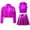 Purple, variant on TiaoBug Girls Jazz Hip Hop Dance Outfits 3Pcs Tracksuit Shiny Metallic Crop Tops with Bomber Jacket and Skirt Set Black 12