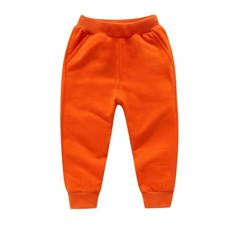 Babcutegg Boys Pants Soild Color Side Pockets Jogger Pants Toddler Boys Outwear Orange