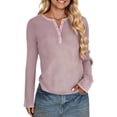 thumbnail image 1 of Hauts à Manches Longues pour Femmes T-Shirts Mode Aguichant Boutonné Décontracté Ample Vêtements de Rue Automne pour Femmes Blouses Roses m, 1 of 1