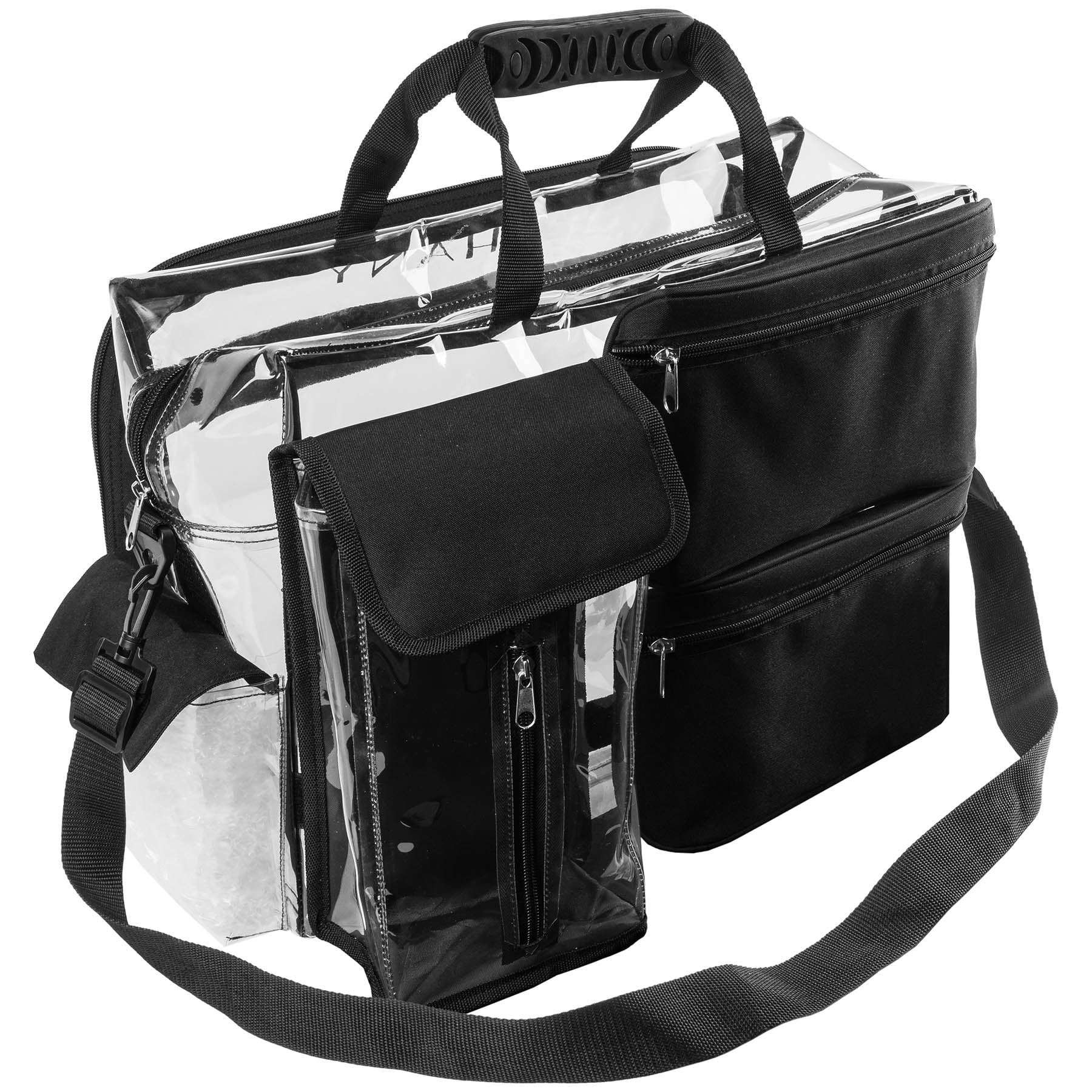 SHANY Travel Makeup Artist Bag with Removable Compartments – Clear Tote