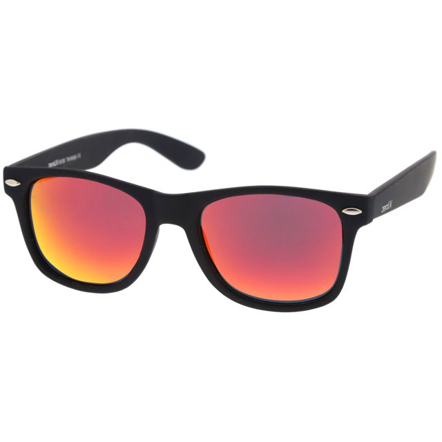 zeroUV - Classic Colored Mirror Lens Square Horn Rimmed Sunglasses for Men Women (Polarized | Rubberized/Red)