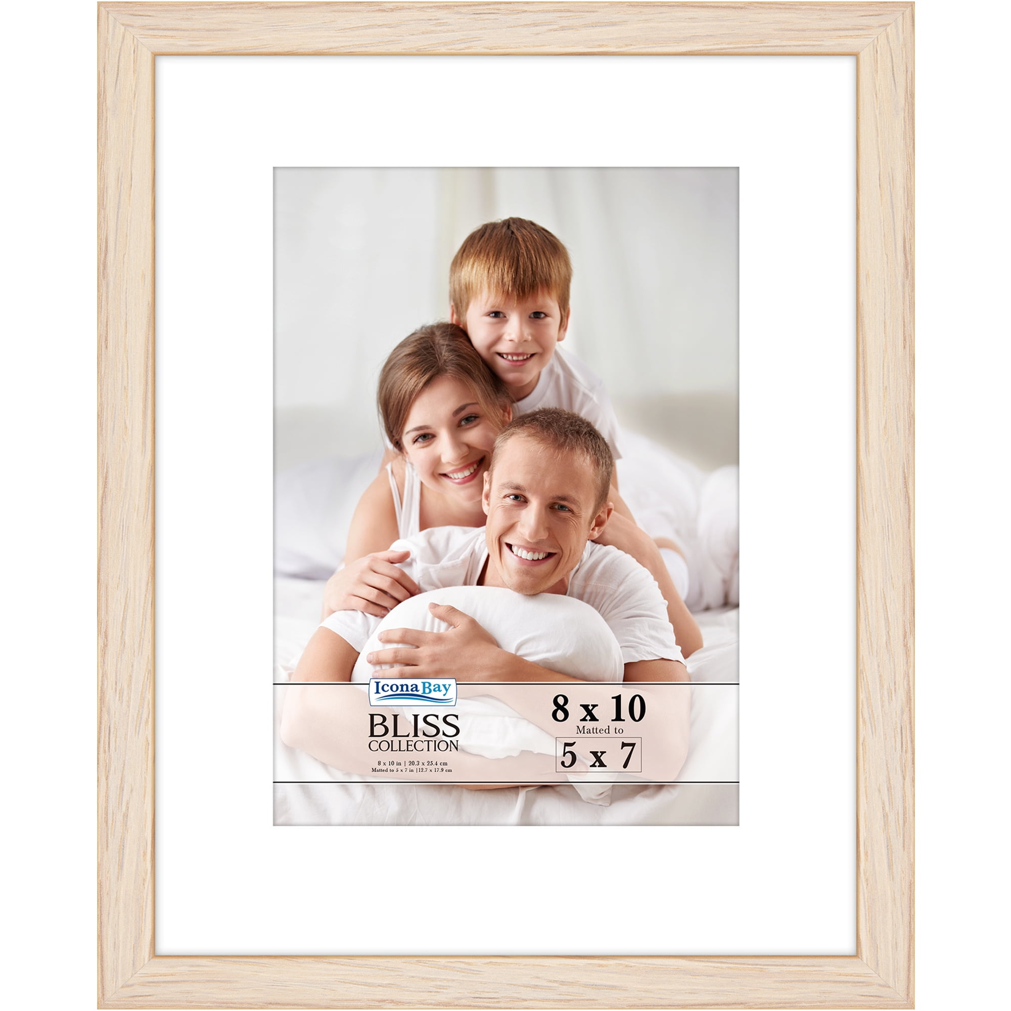 Icona Bay 8x10 Light Oak Picture Frame W/ 5x7 Mat, 1 PK, Bliss Tabletop