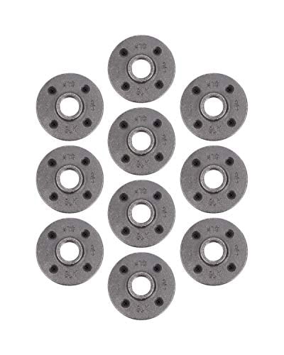 Industrial Steel Grey Fits Standard Half Inch Threaded Black Pipes and Fittings,Vintage DIY Shelving Ten Real AUTHENTIC Plumbing Flanges PIPE DÉCOR Pipe Decor 1/2 Malleable Cast Iron Floor Flange 10 Pack 