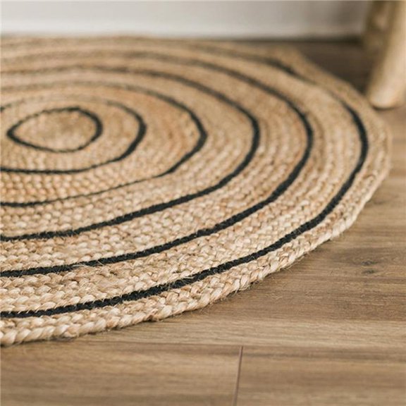 MDR Trading Inc. FP-IMT-021_Q01 Natural And Black Stripes Round Rug