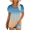 thumbnail image 6 of Uaswgudfs ​Casual Women Blouses: Relaxed Fit Short Sleeve V-Neck Summer Tops with Ruched Shoulders & Soft Jersey Fabric, 6 of 7
