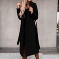 thumbnail image 7 of Mnyycxen Women's Wool Blend Trench Coats Lapel Long Sleeve Long Warm Pea Coats Casual Open Front Belted Overcoat, 7 of 7