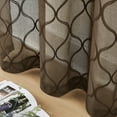 thumbnail image 3 of Pinewave Brown Sheer Curtains 63 inch 2 Panels Embroidered Geometric Light Filtering Drapes Grommet Top W38 xL63 x2, 3 of 5