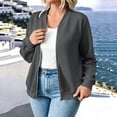 thumbnail image 2 of Women Zip up Jackets, Long Sleeve Loose Hoodless Workout Outerwear, Full Zip Winter Fall Casual Coats for Women, Hiking Sports Home Walking, 2 of 7