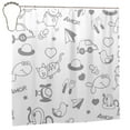 thumbnail image 2 of Polyester Fiber Shower Curtain, Cartoon Car Animal Doodle Shower Curtain, Metal Buckled Eye Waterproof Shower Curtain, Can Be Washed-72x72in, 2 of 8
