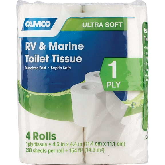 Camco 40275 1 Ply 4PK 1Ply RV Toil Tissue, 4 Pack